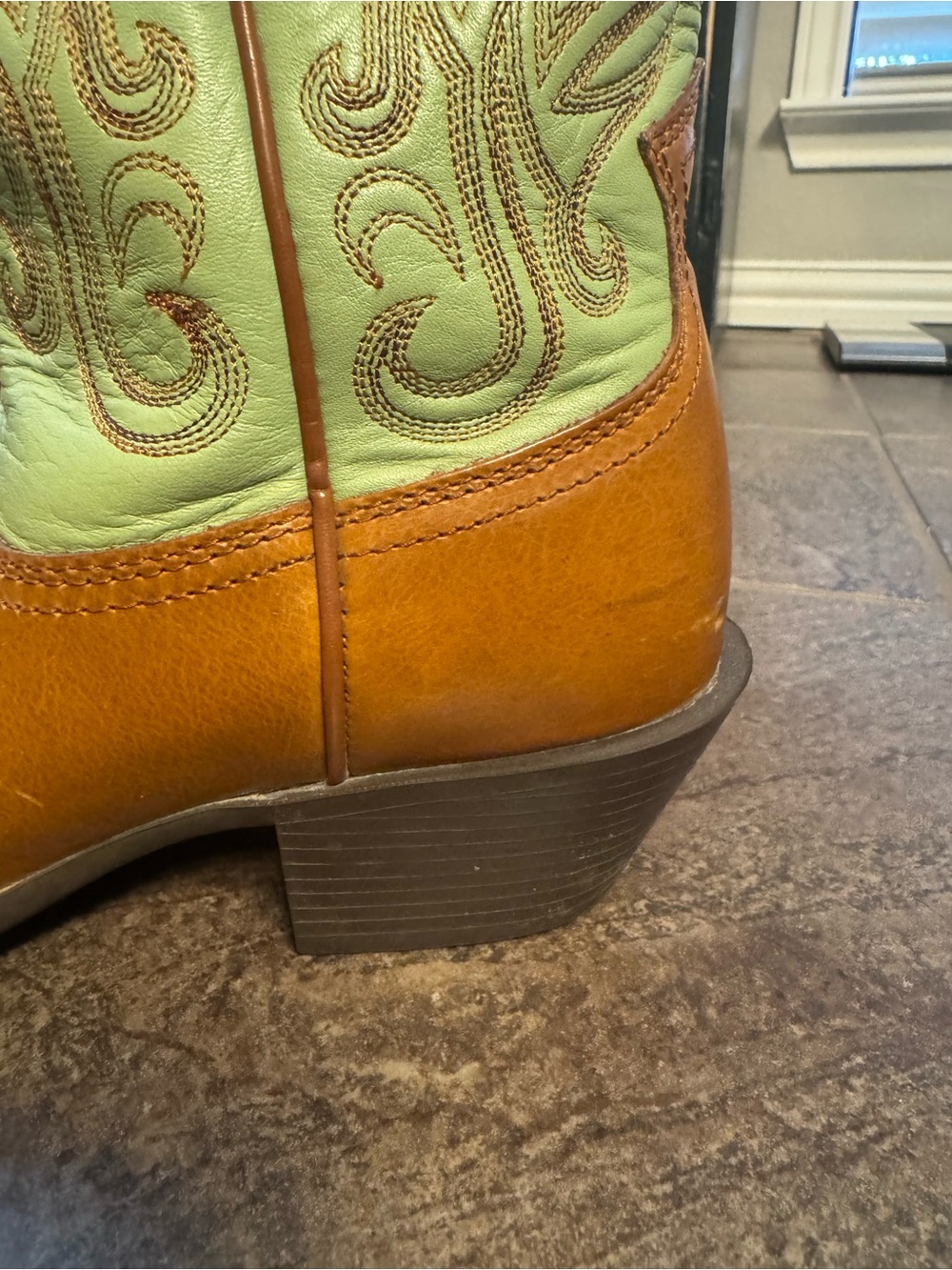 Women’s Two-Tone Brown and Light Green Western Cowboy Boots - Picture 10 of 10